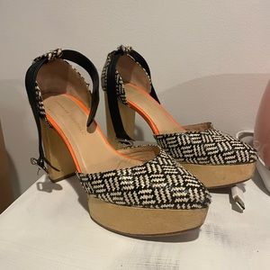 Loeffler Randall woven platform shoes heels size 8